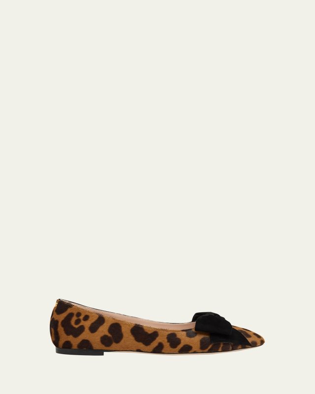 Bowow Leopard Calf Hair Ballerina Flats